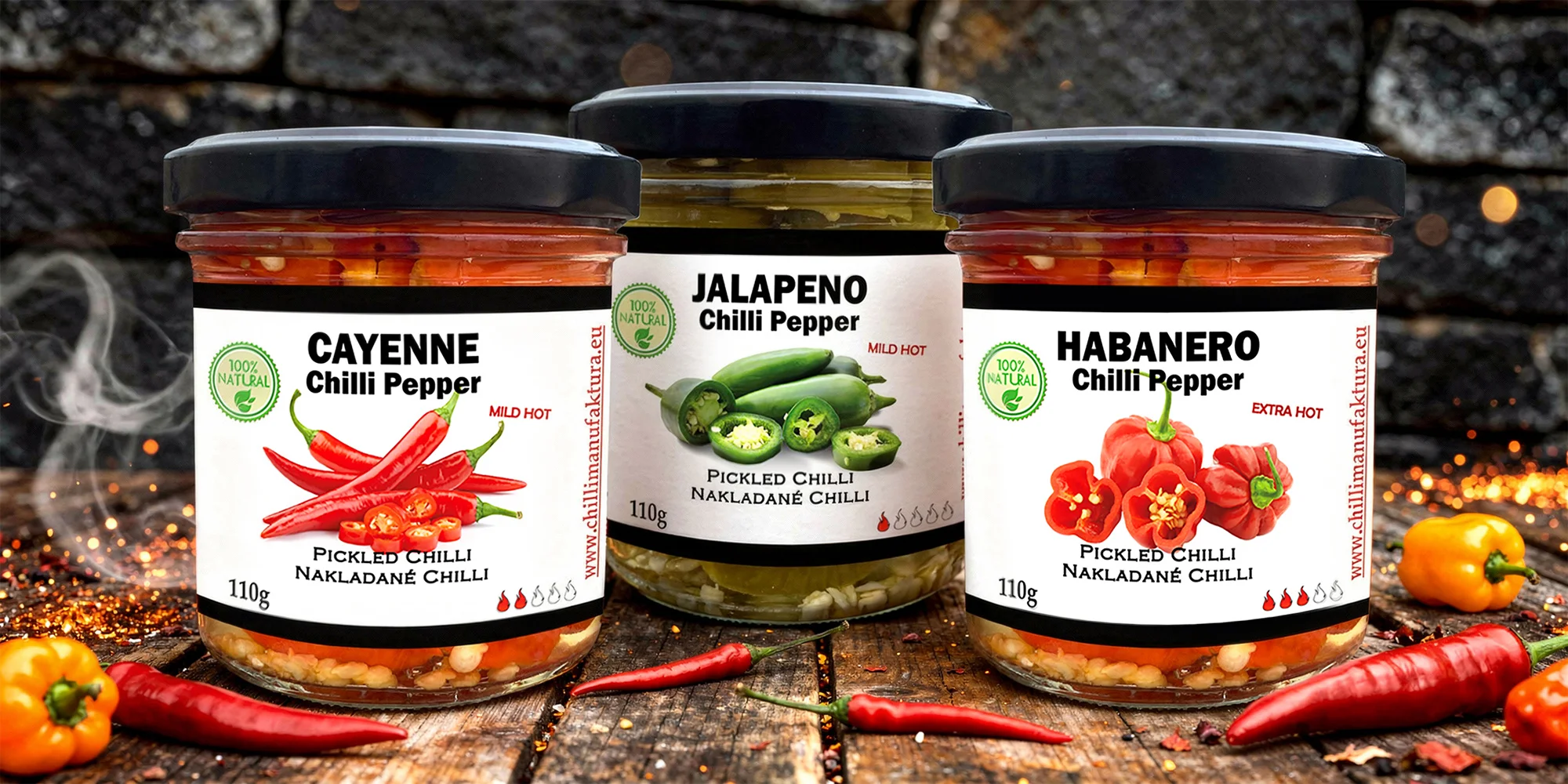 Nakládané chilli: Cayenne, Jalapeños a Habanero