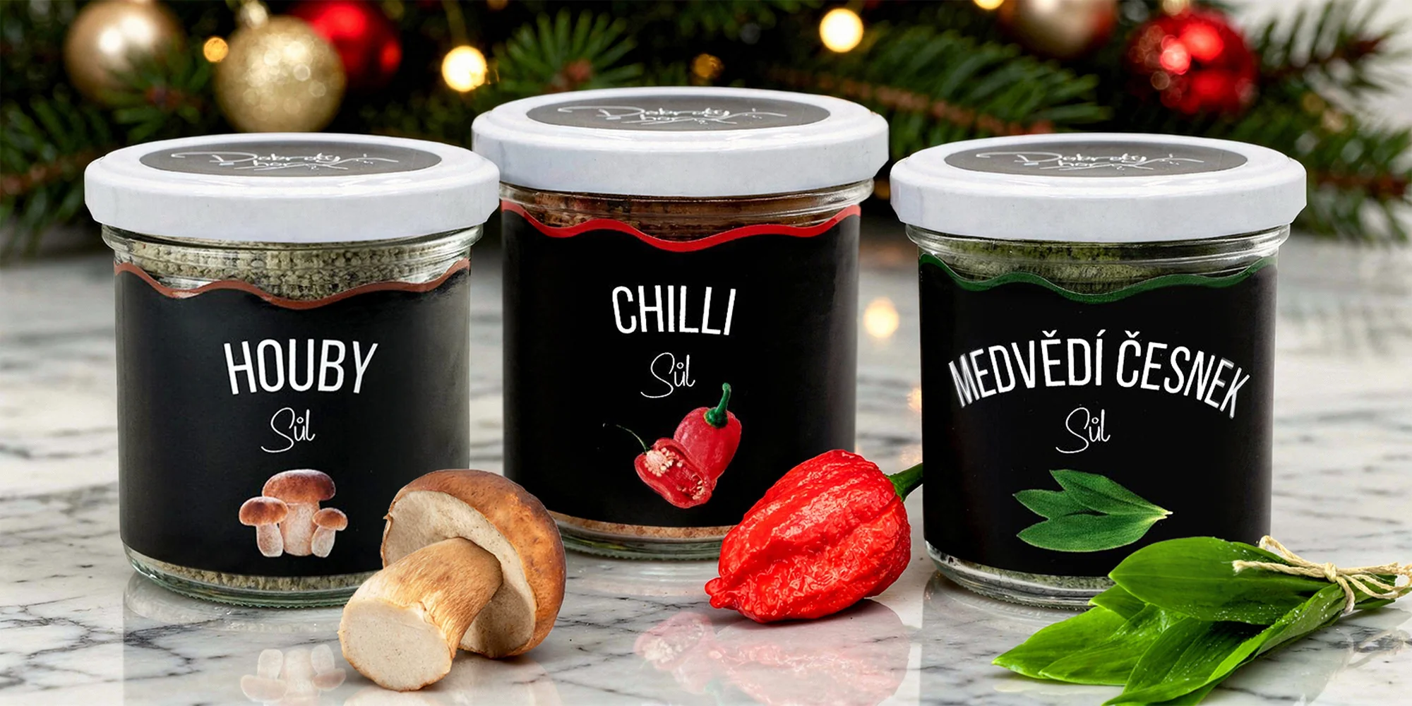Mořská sůl s chilli, houbami i medvědím česnekem