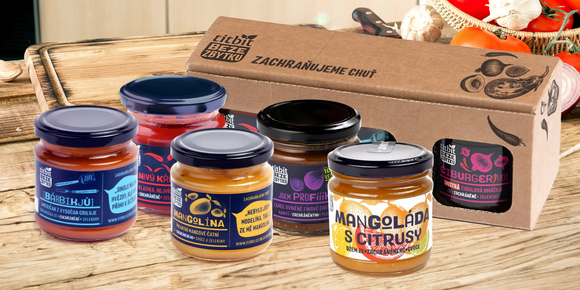 Titbit Beze zbytku: ajvar, chutney, BBQ i dárkové balení