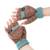 Hřejivé dámské rukavice | Hnědé se zeleným lemem