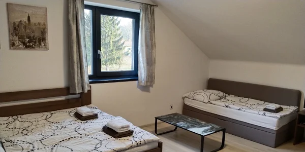 Čtyřlůžkový pokoj s kuchyňskou linkou