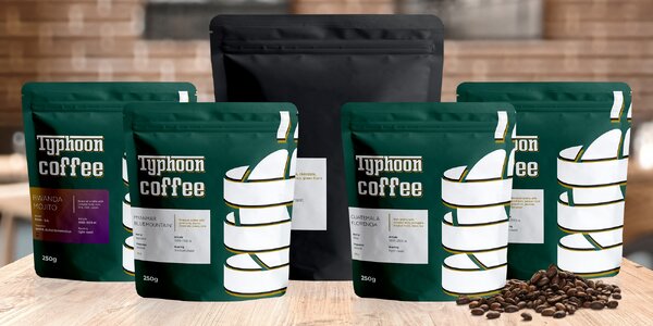 Kávy Typhoon coffee 
z Brazílie, Kostariky i Keni