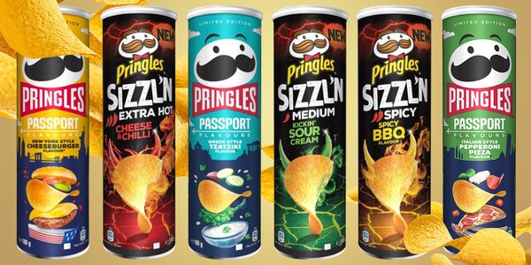 Chipsy Pringles: příchuť Spicy 
BBQ, Tzatziki i pizza