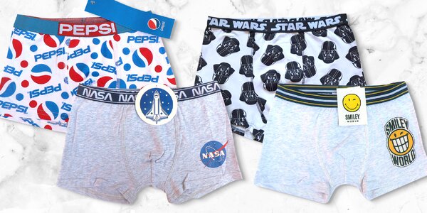Pánské boxerky s motivy 
smajlíků, Batmana i NASA