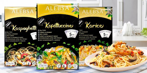 Konjakové těstoviny: 
fettuccine, spaghetti i rýže