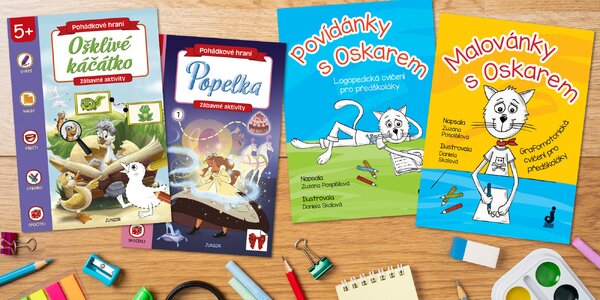 Set pro předškoláky, 
omalovánky i vyškrabávačky