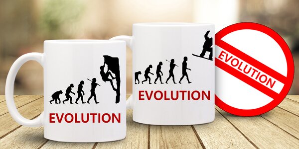Hrneček s motivem evoluce 
pejskařů i řidičů