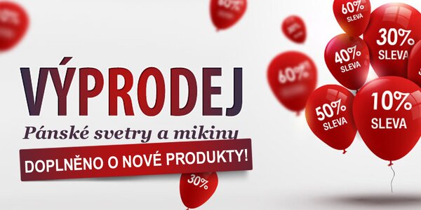 Výprodej pánských svetrů, mikin a košil - vše skladem