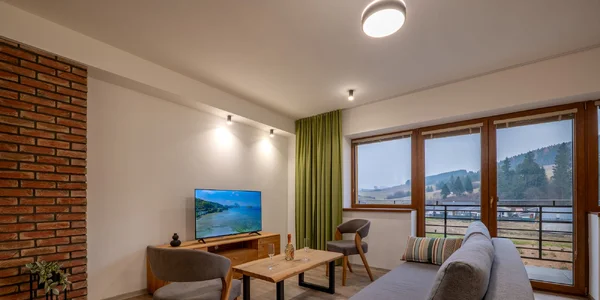 Jednoizbový apartmán s balkónom a výhľadom na wellness
