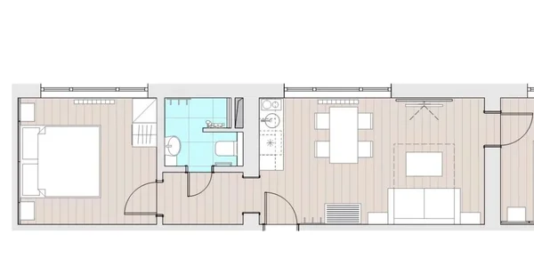 Apartmán se dvěma ložnicemi (49 m²)