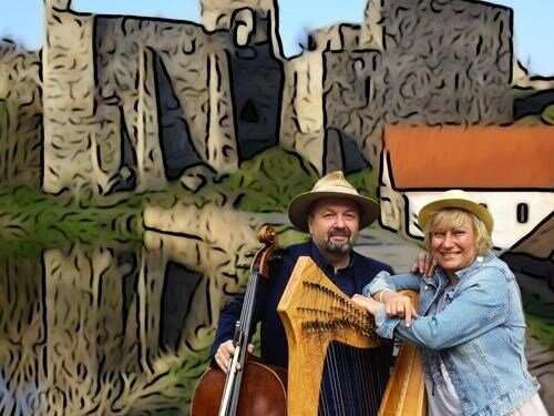 Bárka – keltská harfa a violoncello na zřícenině hradu Borotín
