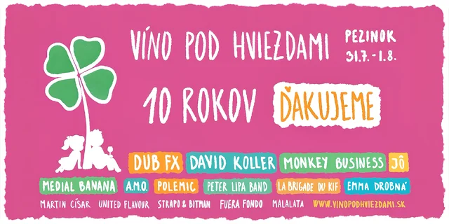 Víno pod hviezdami 2026: David Koller, Polemic, Peter Lipa Band, Medial Banana a iní