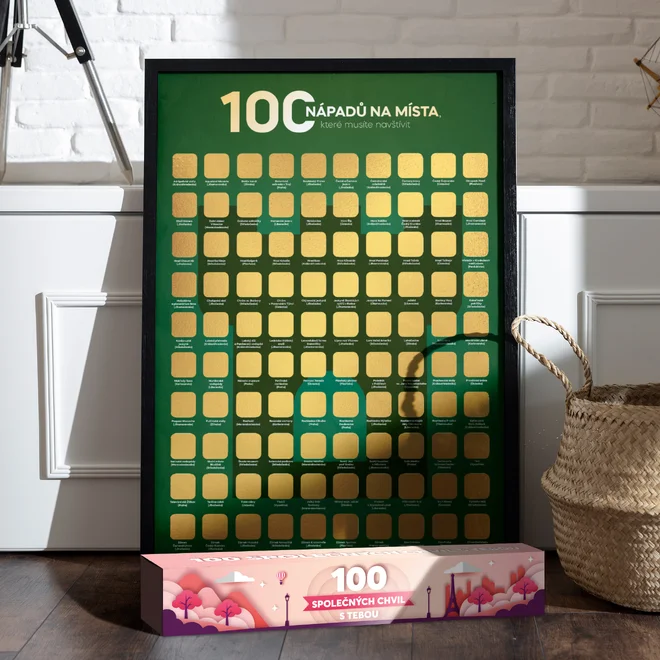 Stírací plakát 100 nápadů na místa v dárkové krabičce