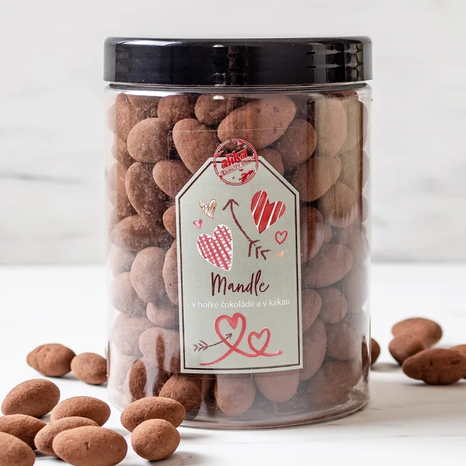 Mandle v hořké čokoládě a kakau, 650 g