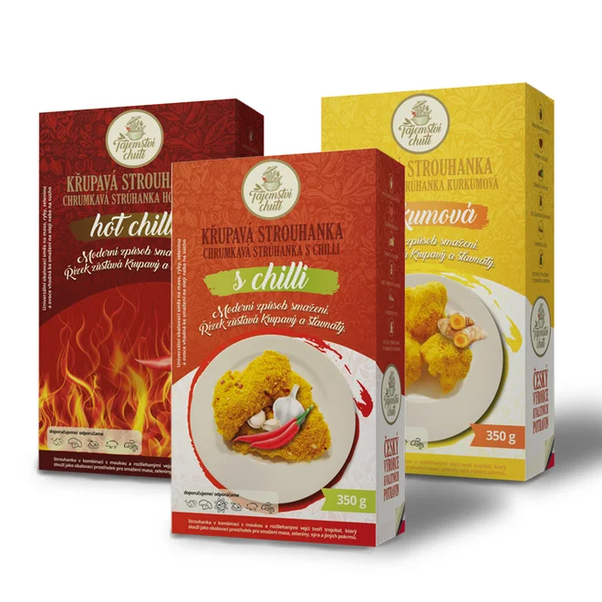 3 x 350 g MIX PIKANT: Strúhanka originálnej receptúry (hot chilli + chilli + kurkuma)