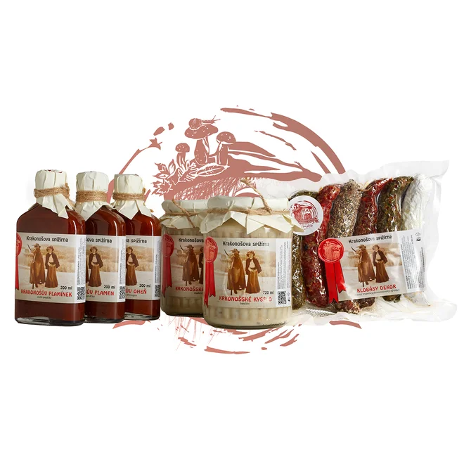 Krakonošova nadílka Standard (3 chilli omáčky, 2 kysela a 6 klobás)