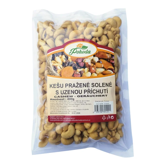 Kešu pražené solené s uzenou příchutí, 400 g