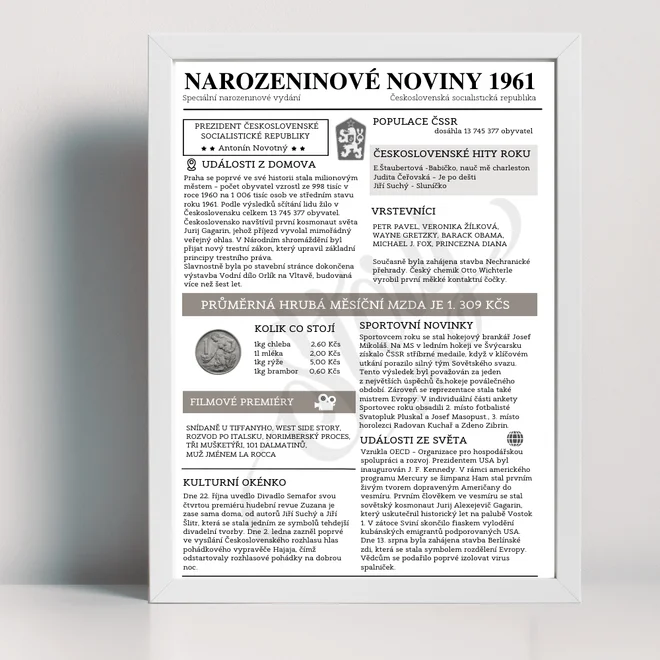 Narozeninové noviny 1961