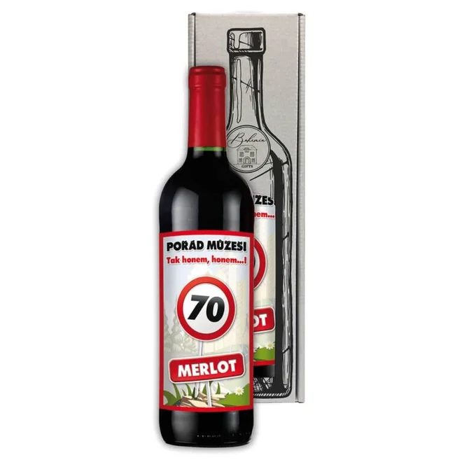 0,75 l Darčekové červené víno Merlot „Všetko najlepšie"