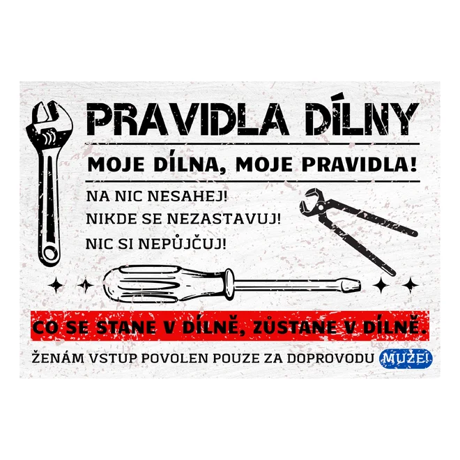 Cedulka - Pravidla dílny...