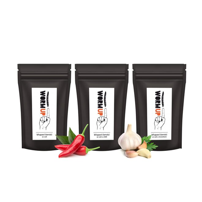 3x křupaví červíci mix příchutí (à 20 g)
