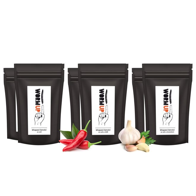 6x křupaví červíci mix příchutí (à 20 g)