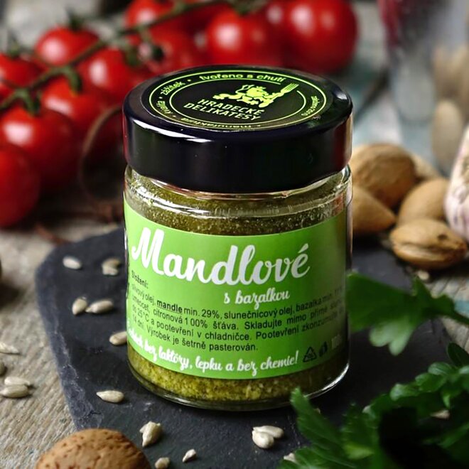 Mandlové pesto s bazalkou, 100 g