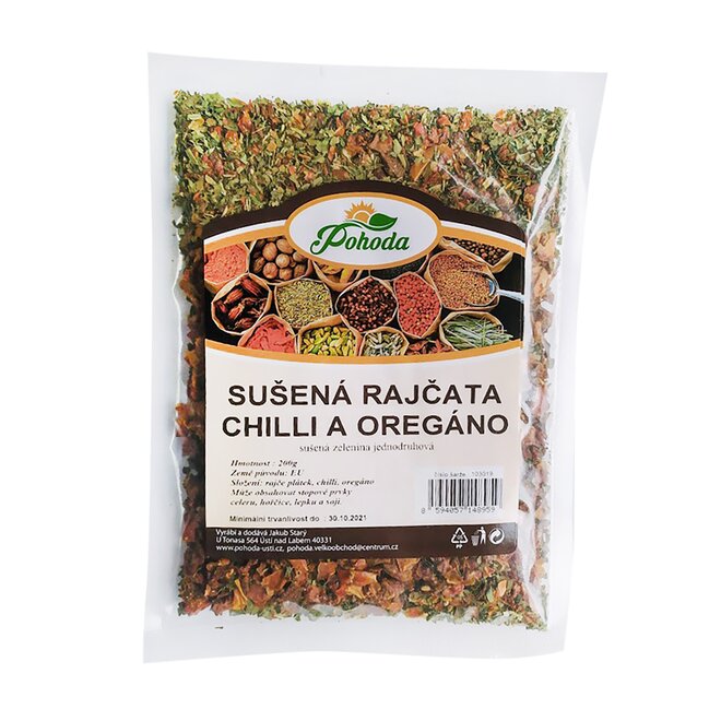 Sušená rajčata chilli a oregáno, 200 g