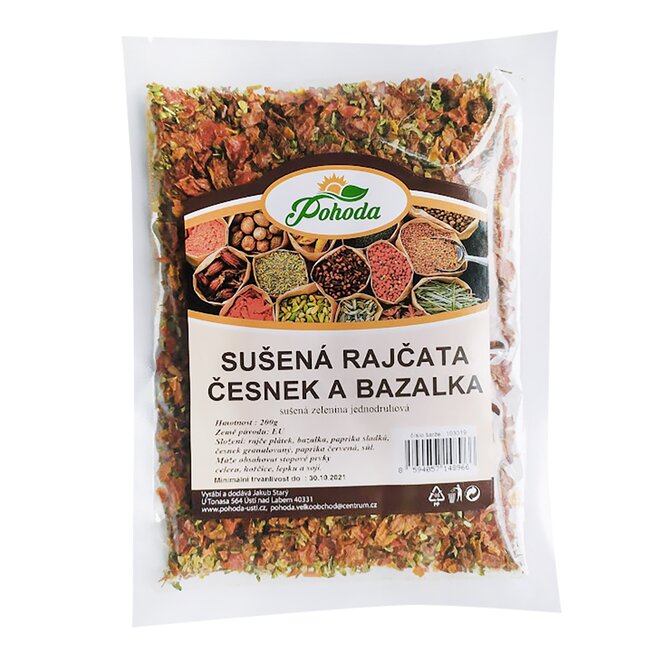 Sušená rajčata česnek a bazalka, 200 g