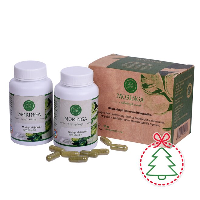 Balíček - 1x moringa čaj a 2x moringa v kapslích