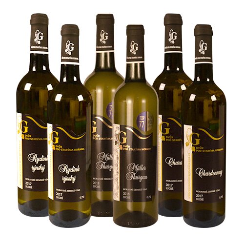 2x Müller Thurgau, 2x Ryzlink Rýnský, 2x Chardonnay