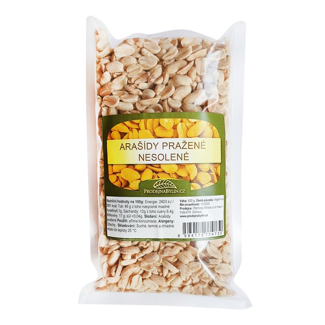 Arašídy pražené nesolené, 500 g