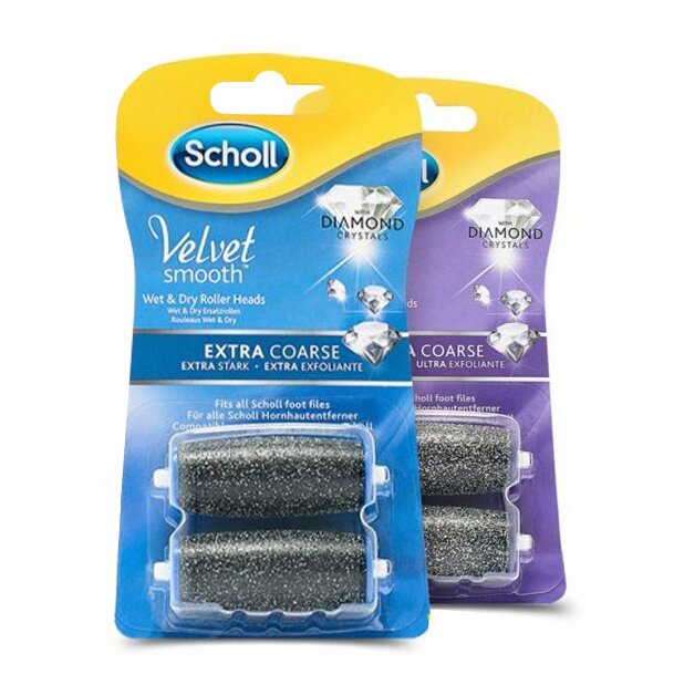 2 sady náhradních hlavic Scholl Velvet Smooth Extra + Gentle (4ks)