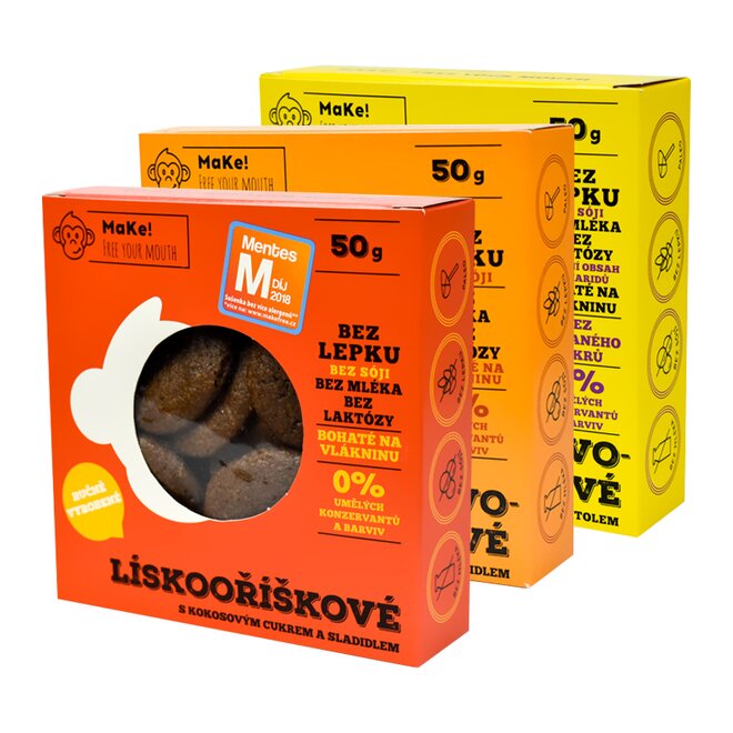 Kokos-citrón, Lískový ořech, Pomeranč-skořice, 3x 50 g