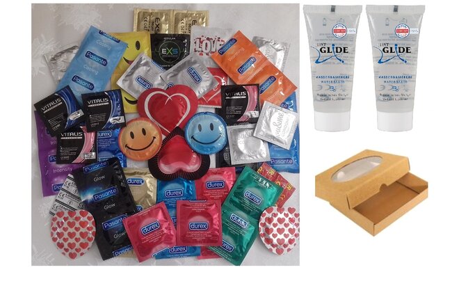 Luxusní set 48 ks v dárkové krabičce + 2× lubrikační gel Just glide, 20 ml