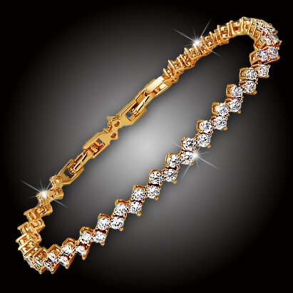 Náramek Ice Queen Gold s třpytivými krystaly