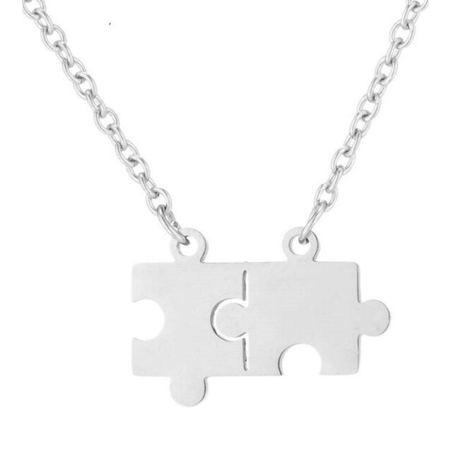 OPD0169-ST Ocelový řetízek a přívěsek puzzle