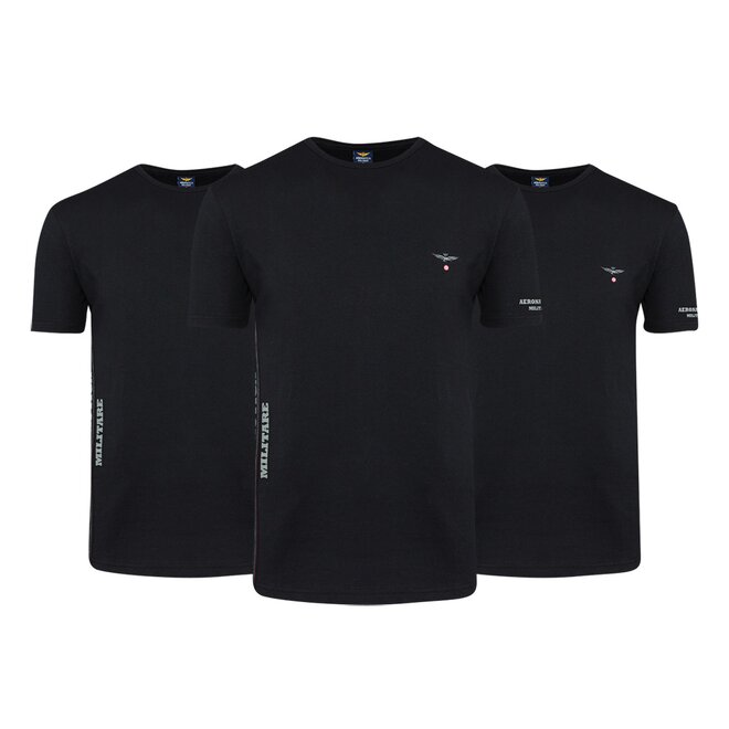 Aeronautica Militare Tričko ROUND-NECK 3-Pack X1394 Black