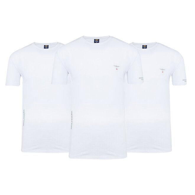 Aeronautica Militare Tričko ROUND-NECK 3-Pack X1396 White