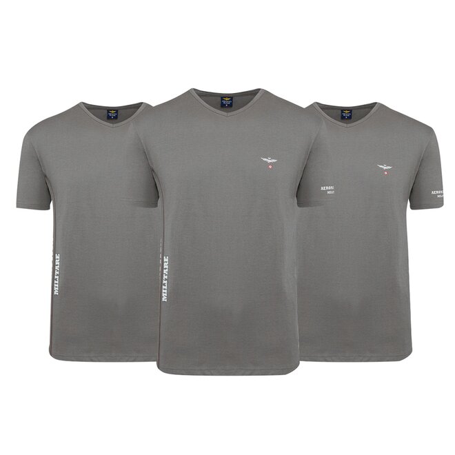 Aeronautica Militare Tričko ROUND-NECK 3-Pack X1395 Grey