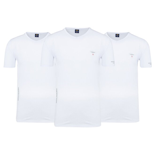 Aeronautica Militare Tričko V-NECK 3-Pack X1399 White