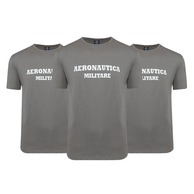 Aeronautica Militare Tričko ROUND-NECK PRINT 3-Pack X1401 Grey