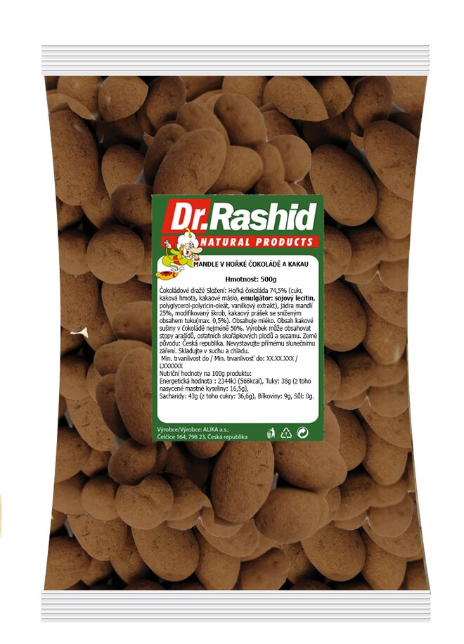 Mandle v hořké čokoládě a kakau, 500 g