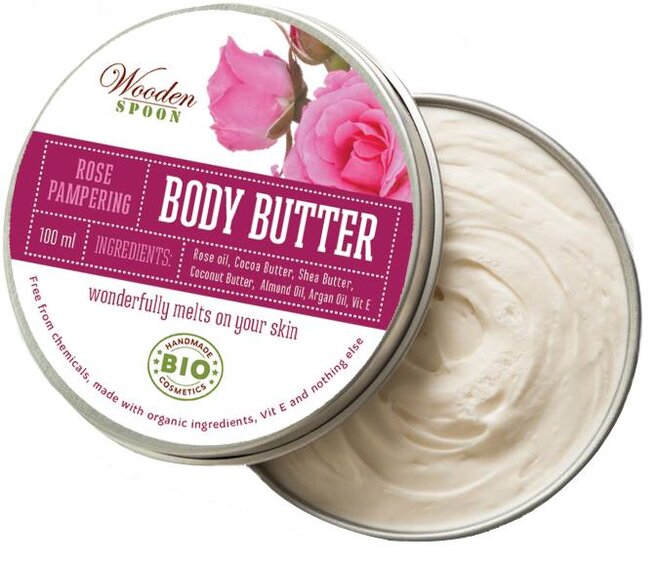 Přírodní tělové máslo Bulharská růže s certifikátem organického složení Cosmos Organic, 100 ml