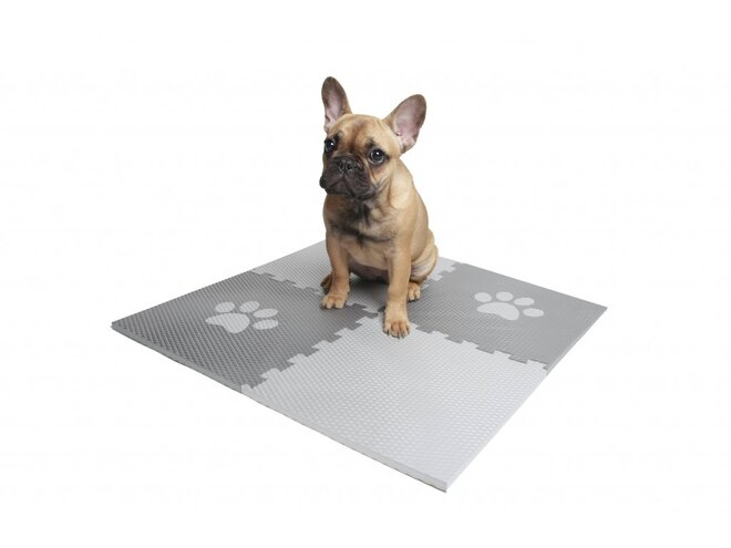 Podložka pro psy – puzzle se světle šedou tlapkou (4 díly)