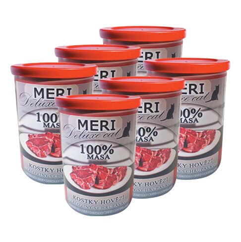 Pro kočky: 6x Meri kostky hovězí svaloviny s chrupavkou, à 400 g