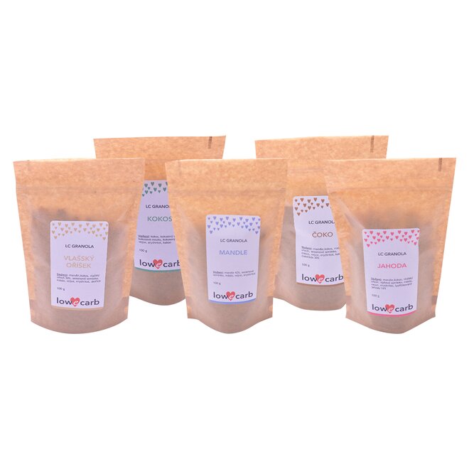 5x Low Carb granola (5x 100 g) – mix chutí