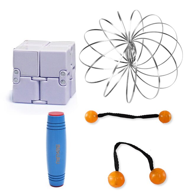 Mokuru modrá + Thumb Chucks oranžová + Magic Cube + Zázračná pružina