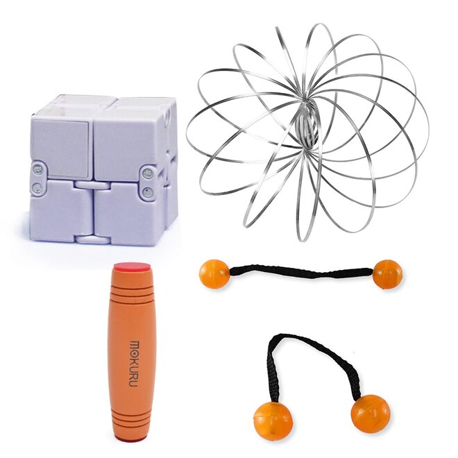 Mokuru oranžová + Thumb Chucks oranžová + Magic Cube + Zázračná pružina