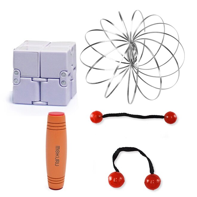 Mokuru oranžová + Thumb Chucks červená + Magic Cube + Zázračná pružina
